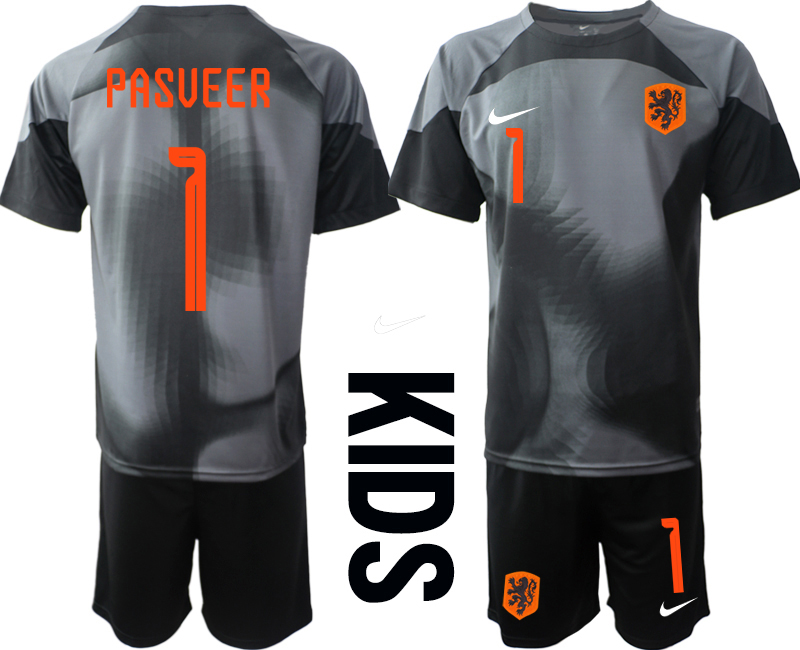 Youth 2022 World Cup National Team Netherlands black goalkeeper 1 Soccer Jersey